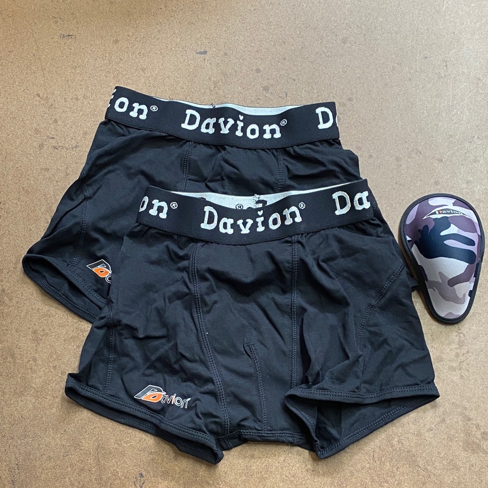 Black Men's Boxer Briefs 2 pack plus protective cup